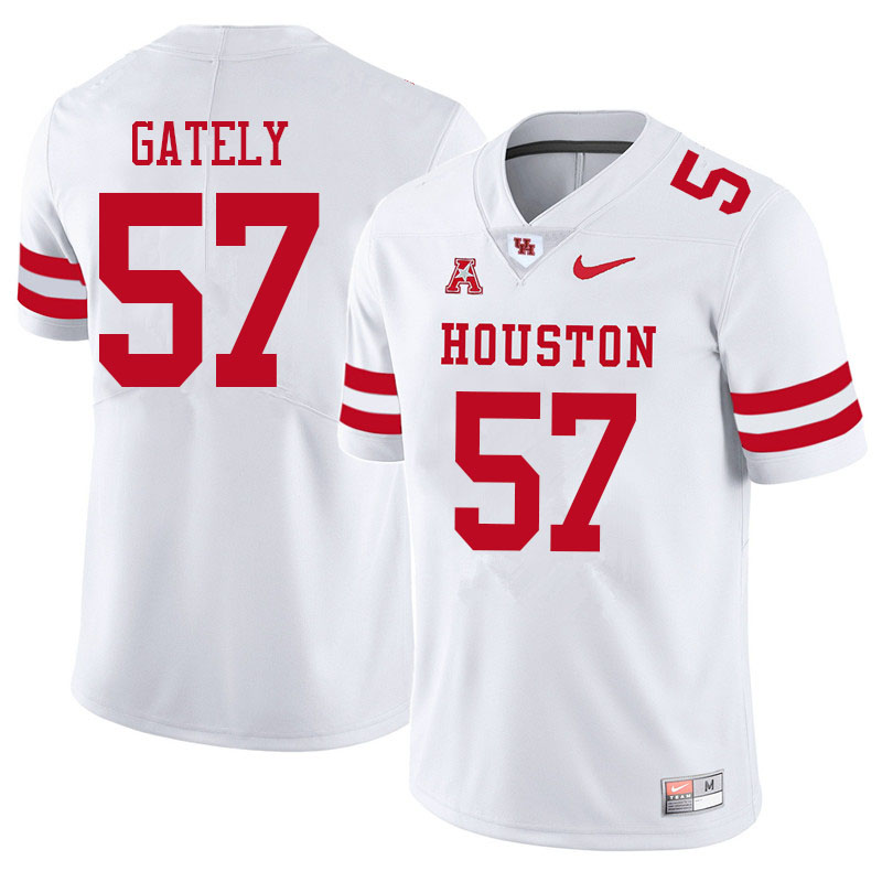 Men #57 Gavin Gately Houston Cougars College Football Jerseys Sale-White - Click Image to Close